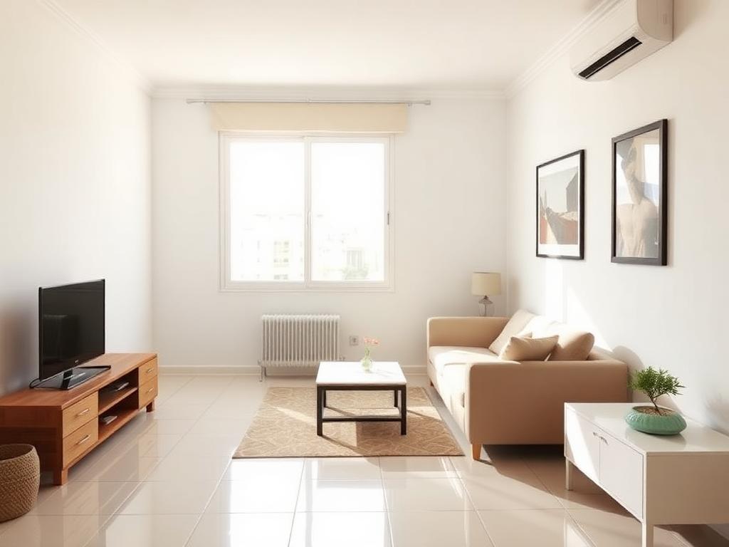 Bright living room of a pre-owned Israeli apartment